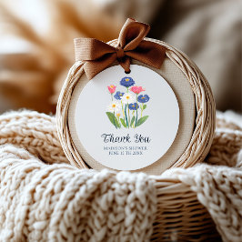 Watercolor Wildflower Boho Thank You Baby in Bloom Runder Aufkleber