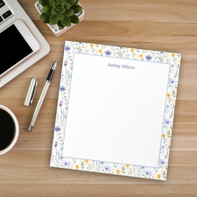 Watercolor Wildflower Borders Notepad Notizblock (Von Creator hochgeladen)