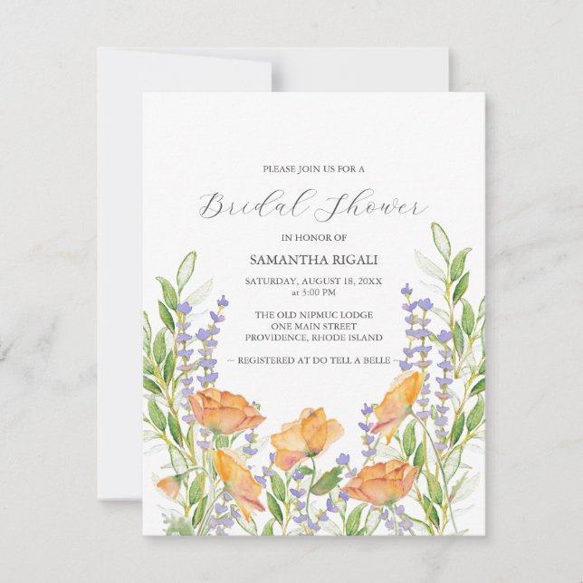 Watercolor Wildflower Bridal Shower Invitations (Vorderseite)