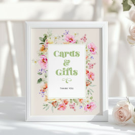 Watercolor wildflower Cards and gifts baby shower Poster