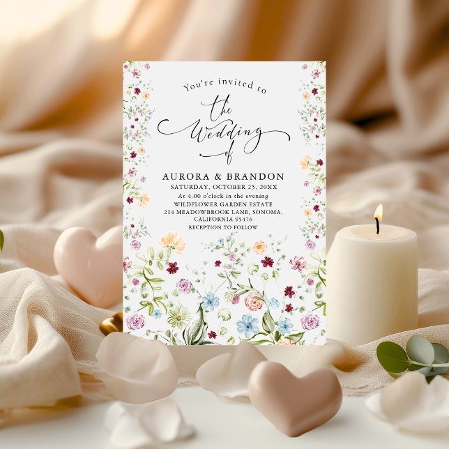 Watercolor Wildflower Garden Floral Wedding  Einladung (Von Creator hochgeladen)