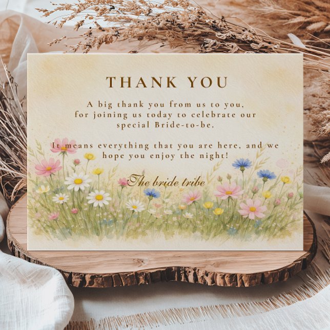 Watercolor Wildflower Meadow Bridal Shower Dankeskarte (Von Creator hochgeladen)
