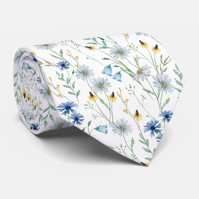 Watercolor Wildflower Meadow Floral Pattern  Krawatte (Gerollt)