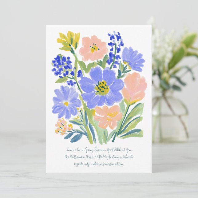 Watercolor Wildflower Spring Soiree Garden Party Einladung (Stehend Vorderseite)