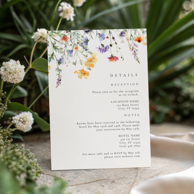 Watercolor Wildflower Wedding Details Begleitkarte (Von Creator hochgeladen)