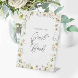 Watercolor Wildflower Wedding Guest Book Sockelschild
