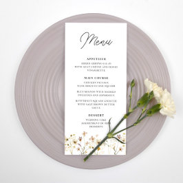 Watercolor Wildflower Wedding Reception Menu Menükarte