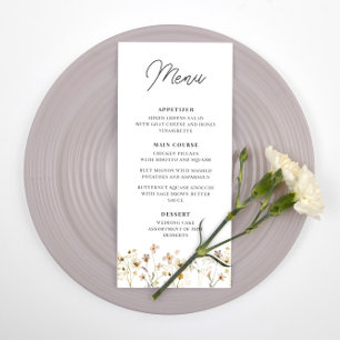 Watercolor Wildflower Wedding Reception Menu Menükarte