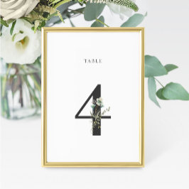 Watercolor Wildflower Wedding Table Number 4 Tischnummer
