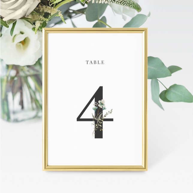 Watercolor Wildflower Wedding Table Number 4 Tischnummer (Von Creator hochgeladen)