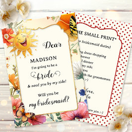 Watercolor Wildflower Will you be my Bridesmaid Mitteilungskarte