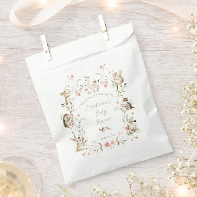 Watercolor Wildflower Woodland Animals Baby Shower Geschenktütchen (Ausgeschnitten)