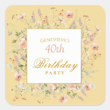 Watercolor Wildflowers 40th Yellow Birthday
