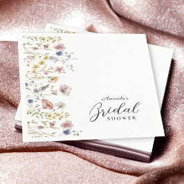 Watercolor Wildflowers Floral Bridal Shower Serviette