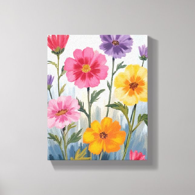 Watercolor Wildflowers | Flower Field Painting  Leinwanddruck (Vorderseite)