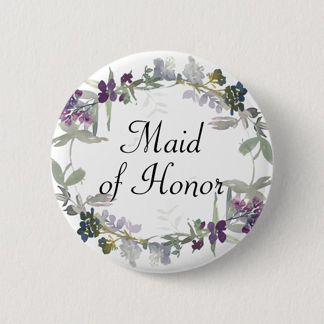 Watercolor Wildflowers Lavender Made of Honor Button (Vorderseite)