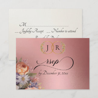 Watercolor Wildflowers - Rose Gold RSVP Karte