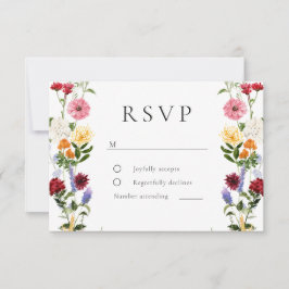 Watercolor Wildflowers Spring Summer Wedding RSVP Karte