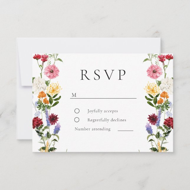 Watercolor Wildflowers Spring Summer Wedding RSVP Karte (Vorderseite)