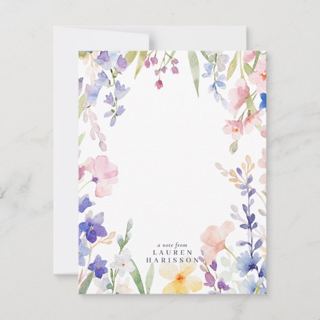 Watercolor Wildflowers Stationery Note Card Einladung (Vorderseite)