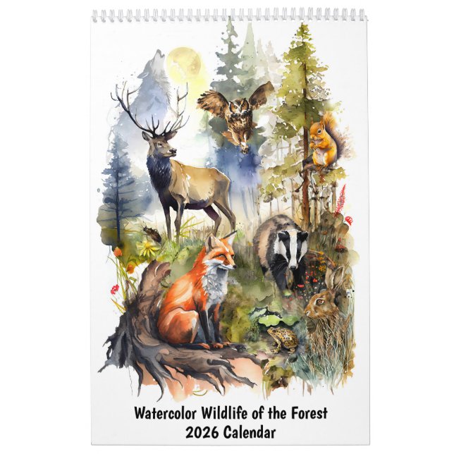 Watercolor Wildlife of the Forest – 2026 Calendar Kalender (Titelbild)