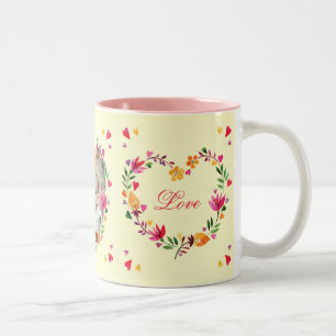 Watercolor-windt BlumenLiebe-Herz Foto Zweifarbige Tasse