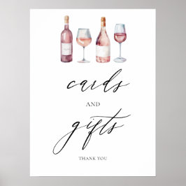 Watercolor Wine Bridal Shower Cards & Games Poster
