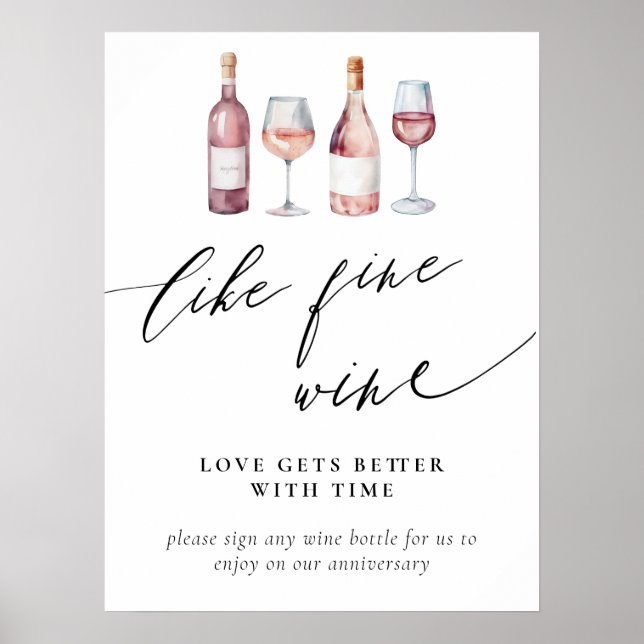 Watercolor Wine Bridal Shower Like Fine Wine Poster (Vorne)