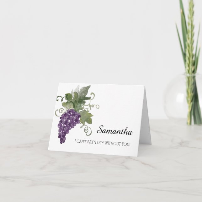 Watercolor Wine Vineyard Be my bridesmaid? Einladung (Vorderseite)