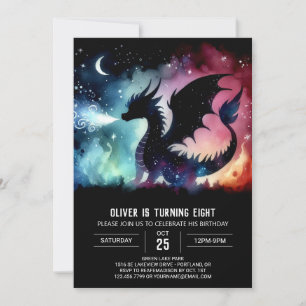 Watercolor Winged Dragon Geburtstag individuell an Einladung