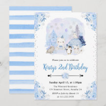 Watercolor Winter Arctic Animes Geburtstagsparty