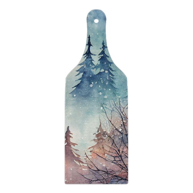 Watercolor Winter Art Cutting Board Schneidebrett (Vorderseite)