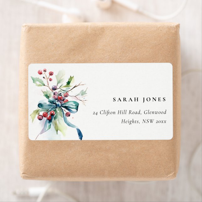 Watercolor Winter Berries Weihnachtsadresse (Insitu)