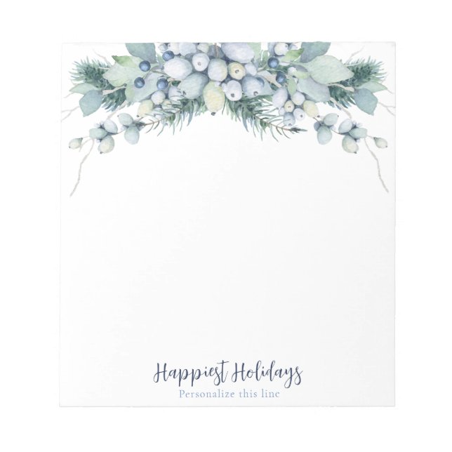 Watercolor Winter Boho Floral Personalisiert Notizblock (Vorderseite)