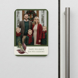 Watercolor Winter Botanical Pattern Magnet