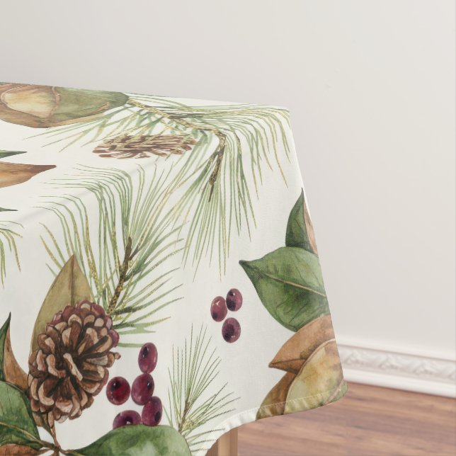 Watercolor Winter Botanical Pattern Tischdecke (Beispiel)