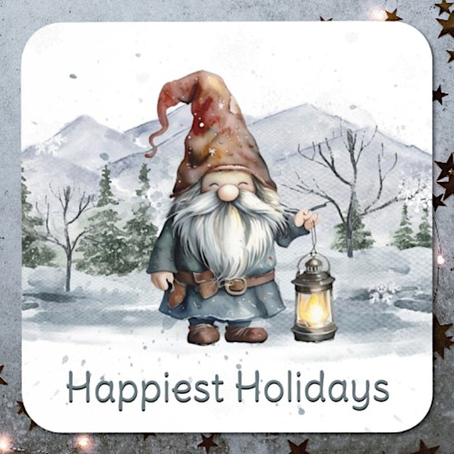 Watercolor Winter Christmas Gnome Getränkeuntersetzer (Watercolor Winter Christmas Gnome Beverage Coaster)