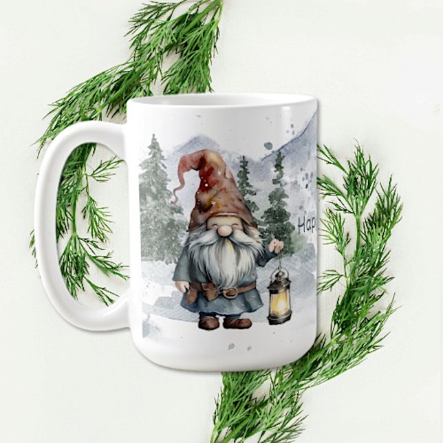 Watercolor Winter Christmas Gnome Kaffeetasse (Watercolor Winter Christmas Gnome Coffee Mug)