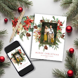 Watercolor Winter Floral Gold Fossil Weihnachten F