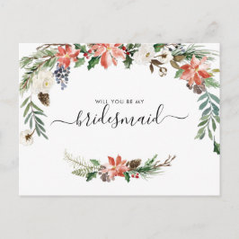 Watercolor Winter Floral | Seid meine Bridesmaid Postkarte