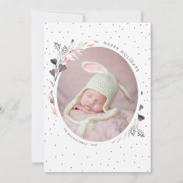 Watercolor Winter Foliage Happy Holidays Feiertagskarte