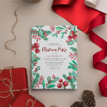 Watercolor Winter Folies Weihnachtsgebäck Party Einladung<br><div class="desc">Diese festliche Weihnachtsweihnachtsfeier,  mit einem klassischen Weiß-Hintergrund dekoriert mit Weihnachtswasserfarbe im Winter - Tfirs,  Heilige,  rote Beeren und andere botanische Party Einladung. Das moderne Party-Template ist einfach zu personalisieren,  um Ihre eigenen Event-Details.</div>