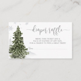 Watercolor Winter Forest Grey Diaper Raffle Ticket Begleitkarte