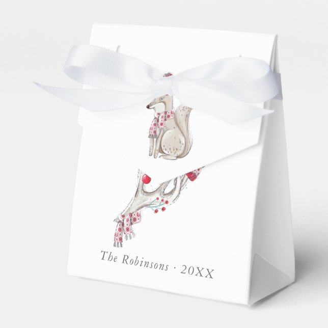 Watercolor Winter Fox Weihnachten Geschenkschachtel (Vorderseite)