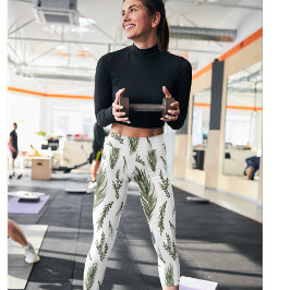 Watercolor Winter Green Seamless Muster Leggings