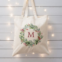 Watercolor Winter Greenerity Wreath Monogram