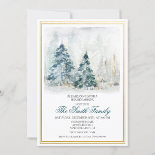Watercolor Winter Housewarming Einladung