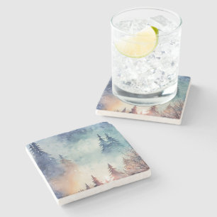 Watercolor-Winter-Kunst-Steinuntersetzer Steinuntersetzer