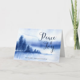Watercolor Winter Lake Corporate Peace Joy Feiertagskarte