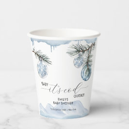 Watercolor Winter Mountain Snowflake Baby Shower Pappbecher